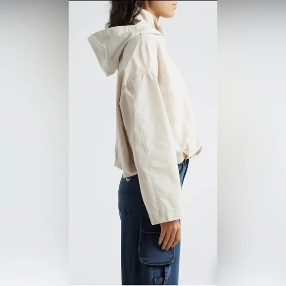 Emporio Armani Technical Cotton Blend CropHooded Windbreaker